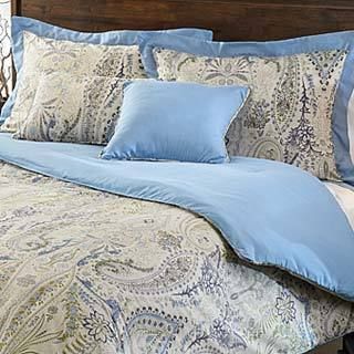 Hatzlocha Comosetti Woodlawn Blue Paisley Reversible Cotton 5 piece Comforter Set Blue Size Queen