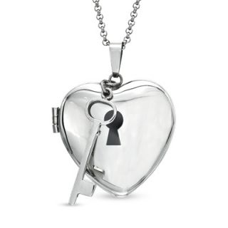 Heart Locket with Key in Stainless Steel   24   Zales