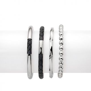Stately Steel Set of 4 Bangle Bracelets
