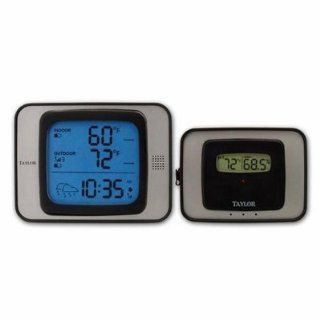 Taylor 1526 Weather Guide, Wireless Remote, Thermometer, Hygrometer & Atomic clock  Weather Monitor Clocks  Patio, Lawn & Garden