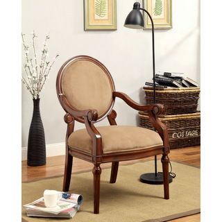 Furniture Of America Zarbes Fabric Upholstered Dark Oak Accent Chair
