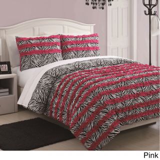 Private Label Mckenzie 3 piece Zebra Stripe Ruffle Comforter Set Other Size Full