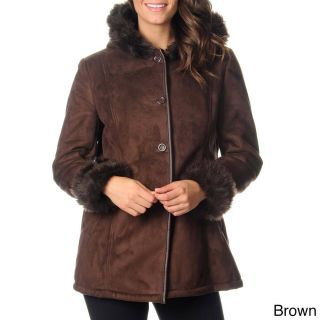 Excelled Excelled Womens Shearling Coat Brown Size L (12  14)