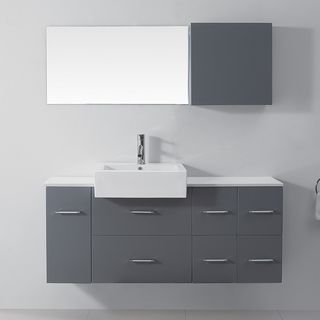 Virtu Virtu Usa Enya 55 inch Grey Single Sink White Stone Vanity Set Grey Size Single Vanities