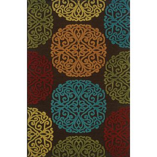 Indoor/ Outdoor Abstract pattern Brown/ Multicolored Polypropylene Area Rug (25 X 45)