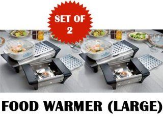 FOOD WARMER BUFFET   TEALIGHT HEAT (NON CORDED FOR EASIER MOBILITY GREAT INDOORS AND OUTDOORS   LARGE SET OF 2)  Outdoor Kitchen Food Warmers  Patio, Lawn & Garden