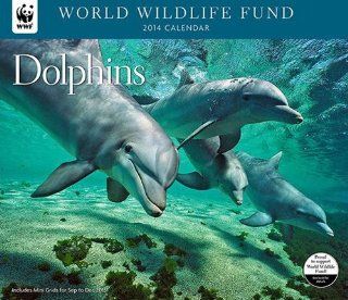 WORLD WILDLIFE FUND DOLPHINS Deluxe Wall Calendar 2014 (Size 14" X 12")  