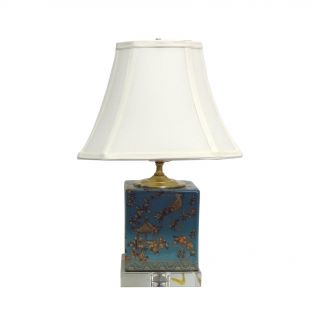 Blue Pagoda Porcelain Box Crystal Base Lamp