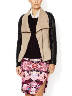 Cali Woven Leather Sleeve Jacket by Andrew Marc
