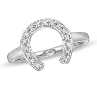 ASPCA® Tender Voices™ Diamond Accent Horseshoe Ring in Sterling