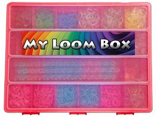 Rainbow Loom Organizer   Perfect Rainbow Loom Storage Box   Fits Thousands Of Rubber Bands And Accessories   Designed To Fit Rainbow Loom Tools   Sturdy Case And Carrying Handle (Strawberry/Pink) Toys & Games