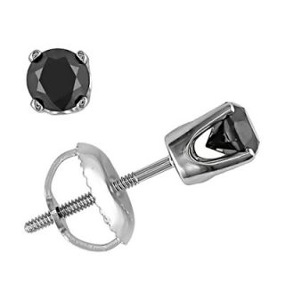 CT. T.W. Enhanced Black Diamond Stud Earrings in 14K White Gold
