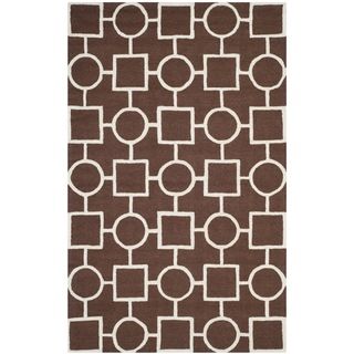 Safavieh Handmade Moroccan Cambridge Dark Brown/ Ivory Wool Rug (6 X 9)