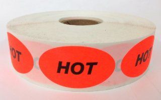 1 Roll 500 Labels .875 x 1.5 inch Oval Bright Red HOT Food Retail Package Labels Stickers  All Purpose Labels 