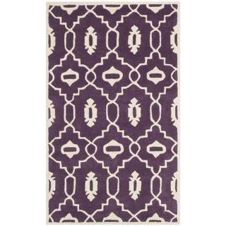 Safavieh Handmade Moroccan Chatham Purple/ Ivory Wool Rug With Durable Backing (3 X 5)