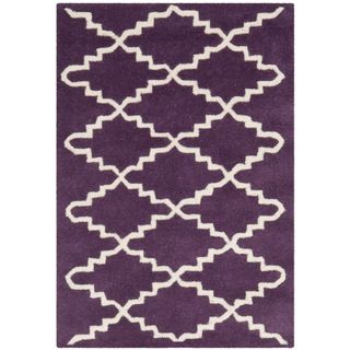 Safavieh Handmade Moroccan Chatham Purple/ Ivory Wool Area Rug (3 X 5)