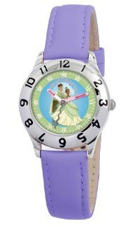 Disney Kids' D877S402 The Princess and The Frog Time Teacher Purple Leather Watch Watches