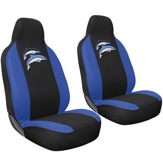 Deep Sea Blue/ Black Dolphin 2 piece Integrated Bucket Seat Cover Set For High Back Sport Seats