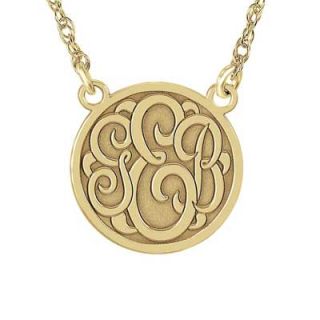 Round Monogram Necklace in Sterling Silver with 14K Gold Plate (3