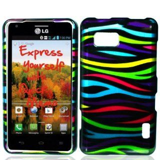 Rainbow Zebra Hard Case Snap On Cover For LG Cayenne / Mach LS860 Cell Phones & Accessories