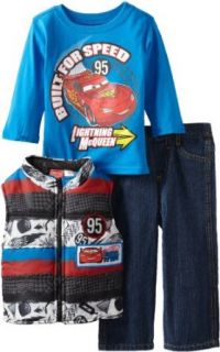Disney Baby boys Infant 3 Piece Cars Vest and Pant Set, Blue, 12 Months Clothing