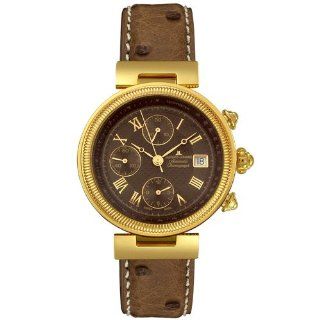 Jacques Lemans Men's 861T DA02C Classic Collection 18k Automatic Chronograph Brown Ostrich Watch Watches