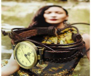 Genuine Leather Knitted Bracelet Wrist Watch Coffee at  Women's Watch store.