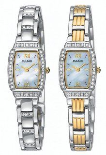 Pulsar Women's PEG885 Crystal Double Time Silver Tone Watch at  Women's Watch store.