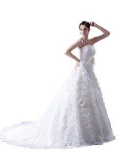 Remedios Boutique Allover Rosette Organza A Line Satin Church Wedding Bride Gown Dresses
