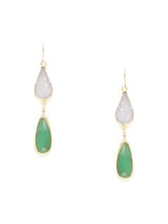 Jasper Druzy & Chrysoprase Double Drop Earrings by Alanna Bess Jewelry