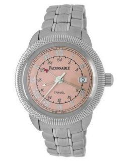 Faconnable Stainless Steel Travel Watch with Pink Dial at  Men's Watch store.