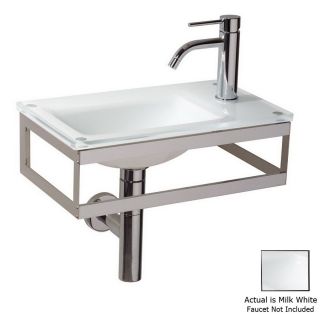 WS Bath Collections Linea Milk White Glass Wall Mount Rectangular Bathroom Sink (Drain Included)