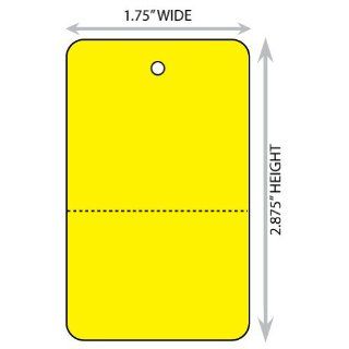 Large (1.75" X 2.875) Yellow Blank Merchandise Tag With Perforation. Case of 2, 000 Tags.  Blank Labeling Tags 