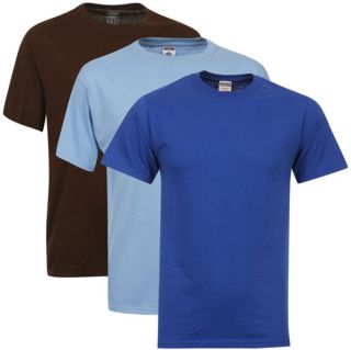 Fruit of the Loom/Jerzees Mens 3 Pack T Shirts   Large   Blue/Brown/Pale Blue      Clothing