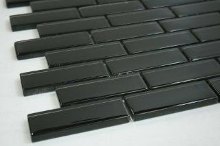 Black   1"x3" Black Glass Tile (Price per piece, 1 piece  .875 square feet)    