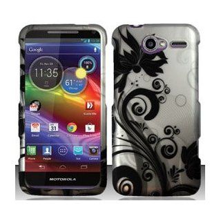 4 Items Combo For Motorola Electrify M XT901 (US Cellular) Black/Silver Vines Design Snap On Hard Case Protector Cover + Car Charger + Free Neck Strap + Free Animal Rubber Band Bracelet Cell Phones & Accessories