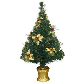 PULEO 210 0104V902 01 32 in. Fiber Optic Tree with Holly  Christmas Trees  