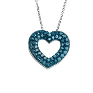 blue diamond open heart pendant in sterling silver $ 359 00 10 % off