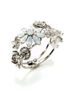 White Opal Crystal Floral Cuff Bracelet by Elizabeth Cole