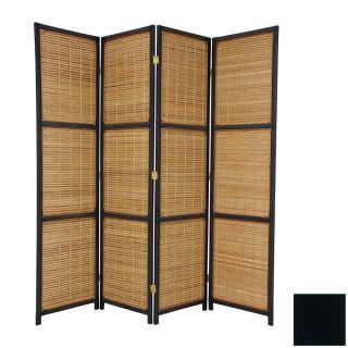 Oriental Furniture Room Dividers 4 Panel Black Folding Indoor Privacy Screen