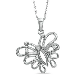 Diamond Accent Butterfly Pendant in 10K White Gold   Zales