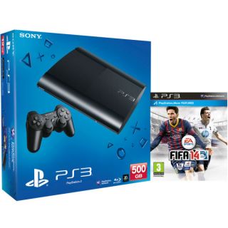PS3 New Sony PlayStation 3 Slim Console (500 GB)   Black   Includes FIFA 14      Games Consoles