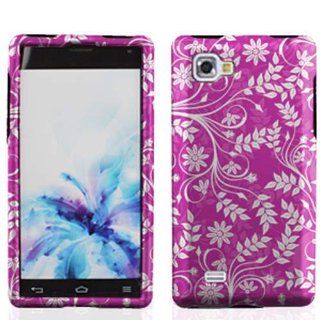 LG Optimus 4X HD / P880G Graphic Rubberized Protective Hard Case   Purple Flower Leaf Cell Phones & Accessories