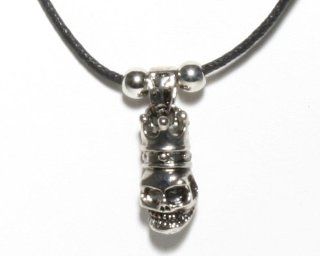 Skull with Crown Necklace on Cord Jewelry