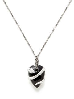 Black Crystal Heart & Clear Crystal Snake Pendant Necklace by Swarovski Jewelry