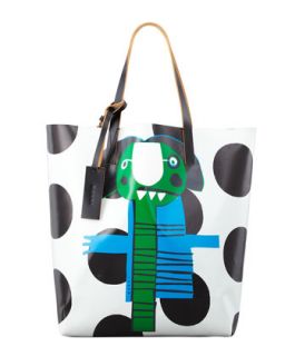 Girl Print PVC Shopping Bag, Green/Blue   Marni