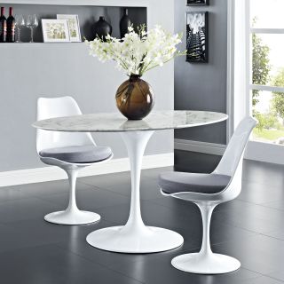 Lippa Marble 54 White Oval shaped Dining Table