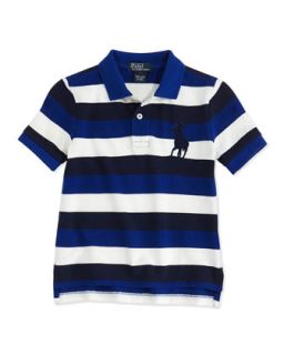 Striped Big Pony Polo, Royal, Boys 4 7   Ralph Lauren Childrenswear