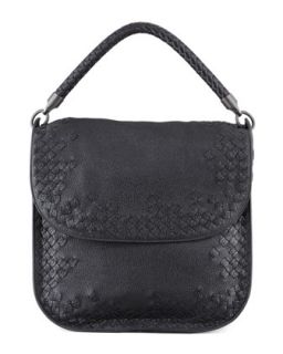 Cervo Medium Flap Shoulder Bag, Black   Bottega Veneta