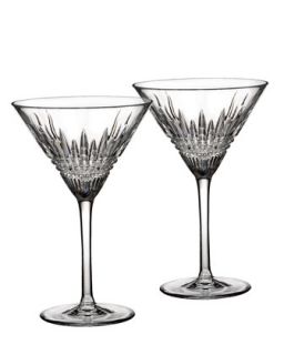 Two Lismore Diamond Martini Glasses   Waterford Crystal